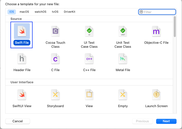 Selecting Swift for your new Xcode project