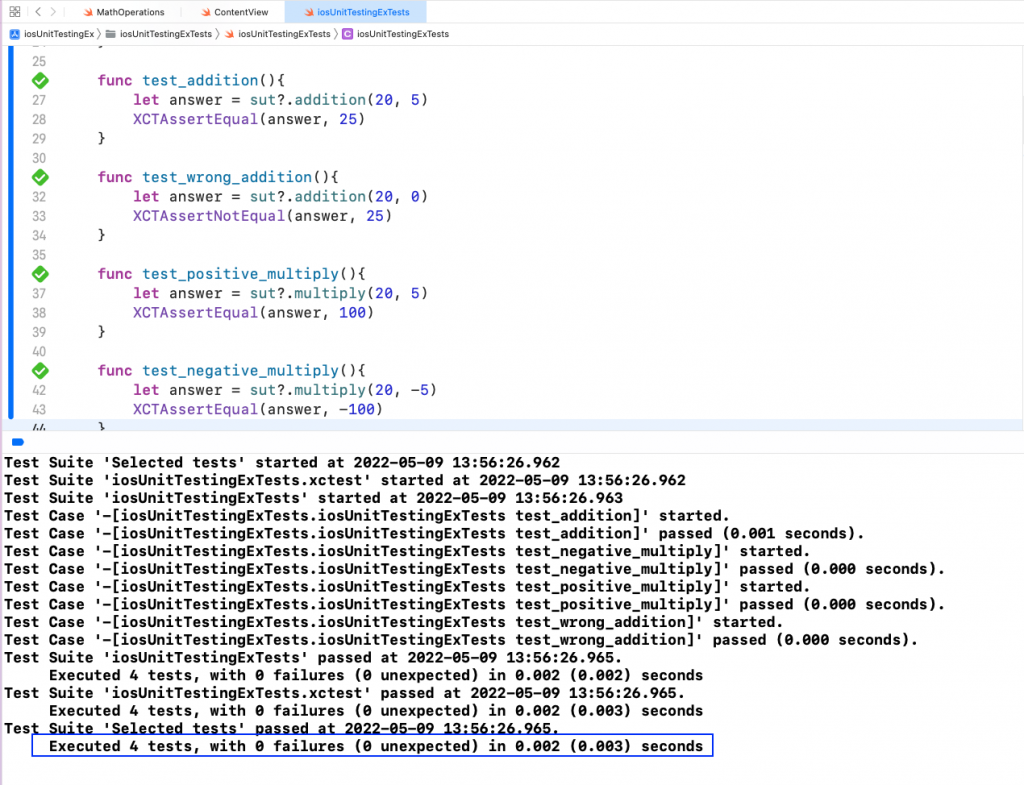 Analyzing iOS unit tests in Xcode