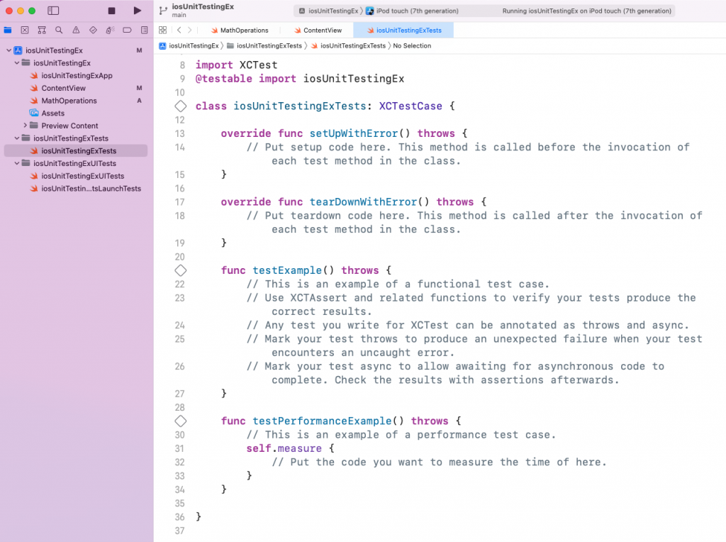 Creating an iOS unit test in Xcode