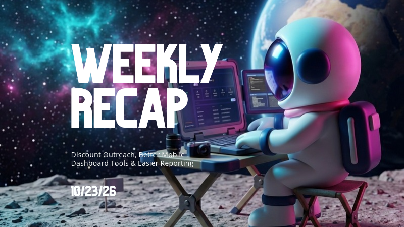 Weekly Recap: Discount Outreach, Better Mobile Dashboard Tools & Easier Reporting π±β¨