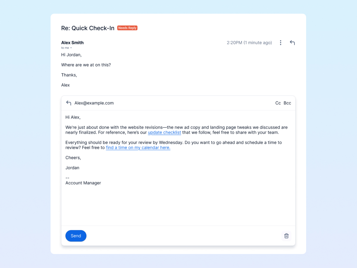 CustomerIQ Draft Reply