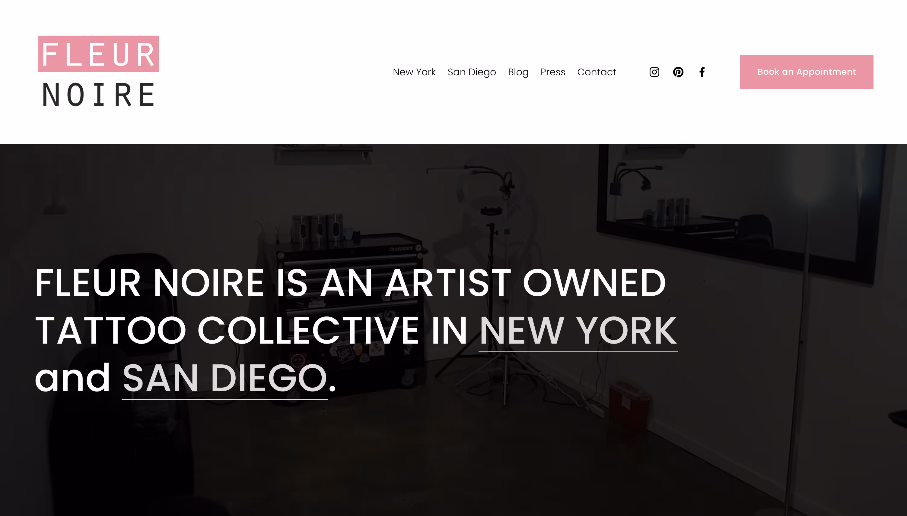 Screenshot of the Fleur Noire website
