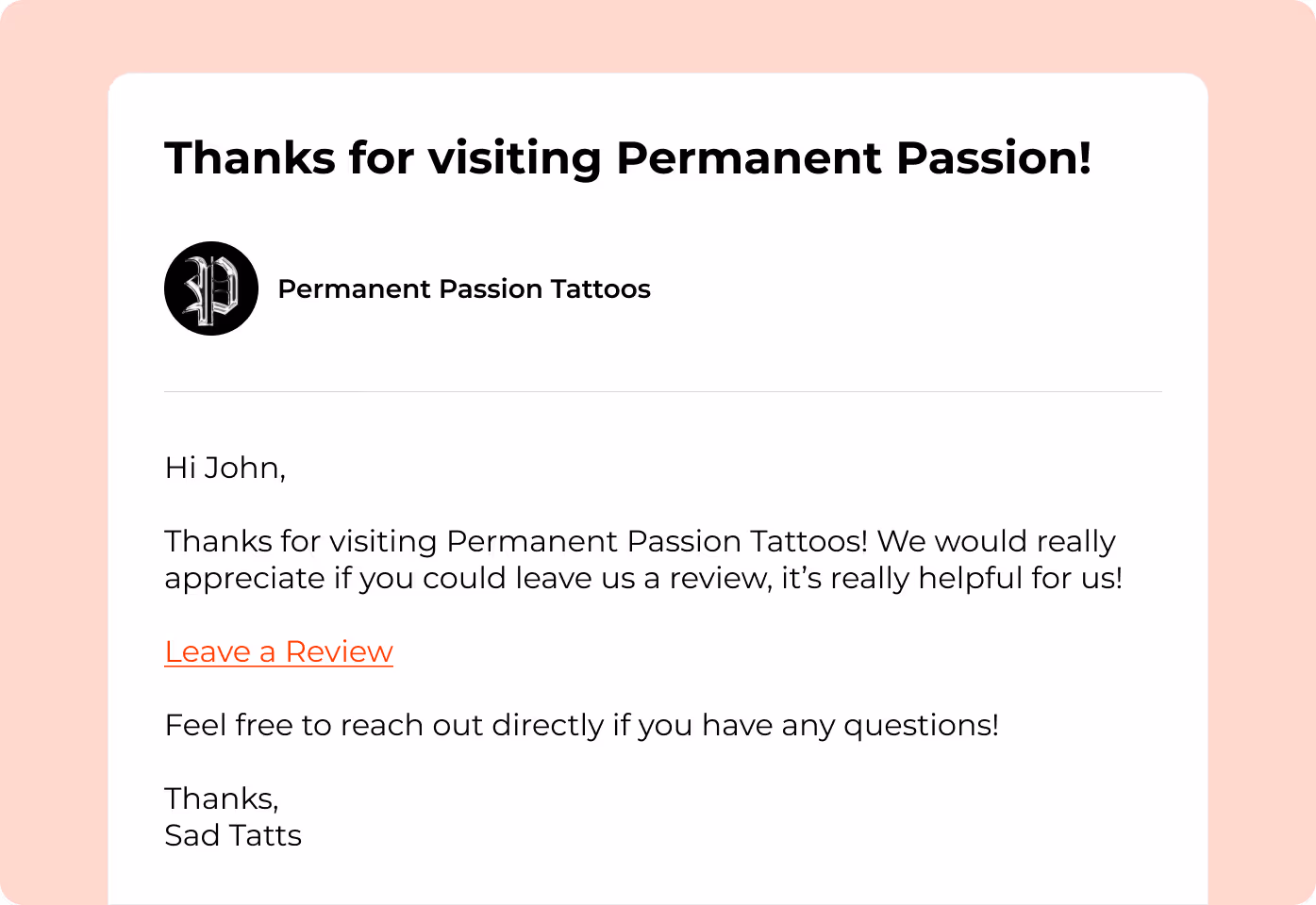 Automated request for review from Porter