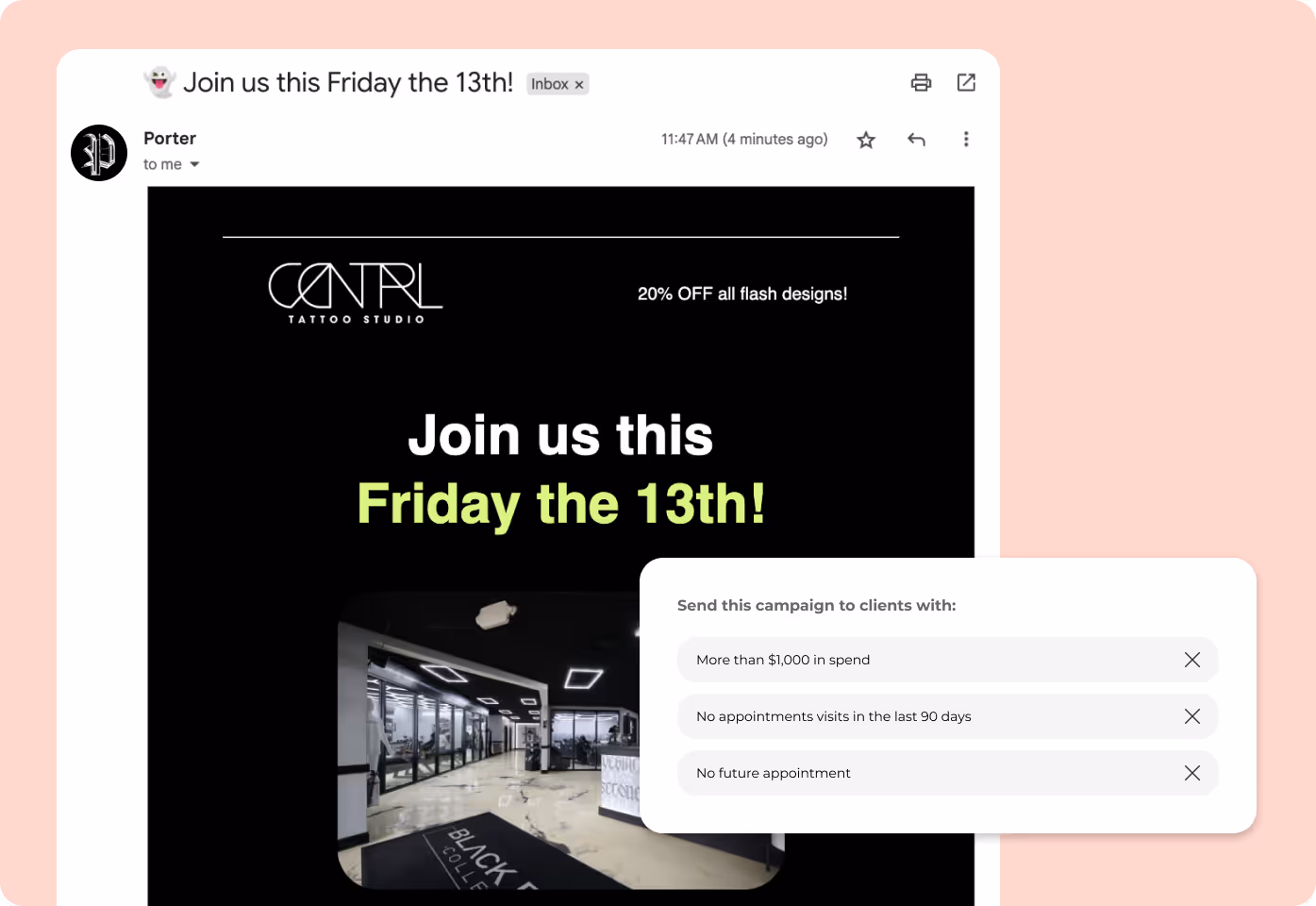 Custom email campaign through Porter