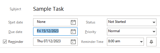 outlook calendar reminders