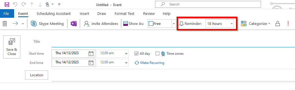 how to set reminders in outlook