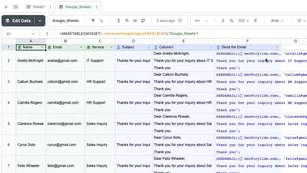 way to automate email sending from gmail email address