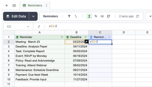 Setting Dates for Email Reminders