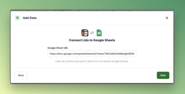 Connecting Lido to Our Google Sheets