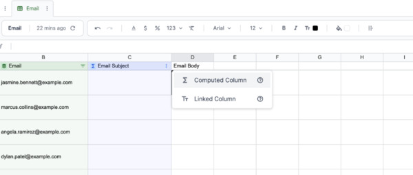 Making Computed Columns to Send Emails