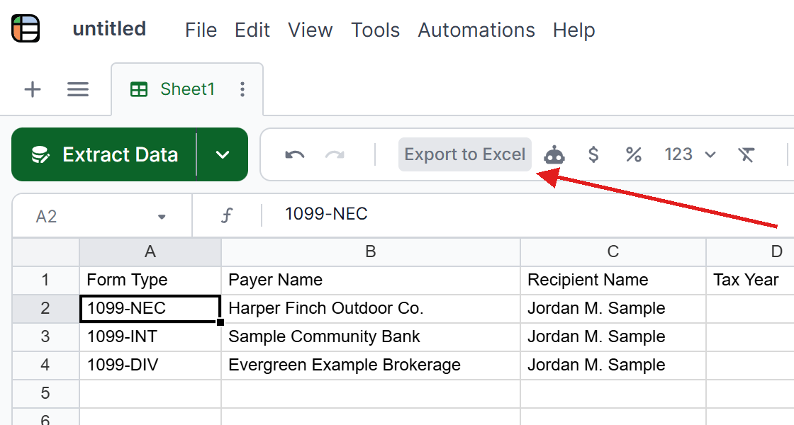 Export to Excel button in Lido