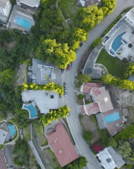 Birds eye view of neighbourhood