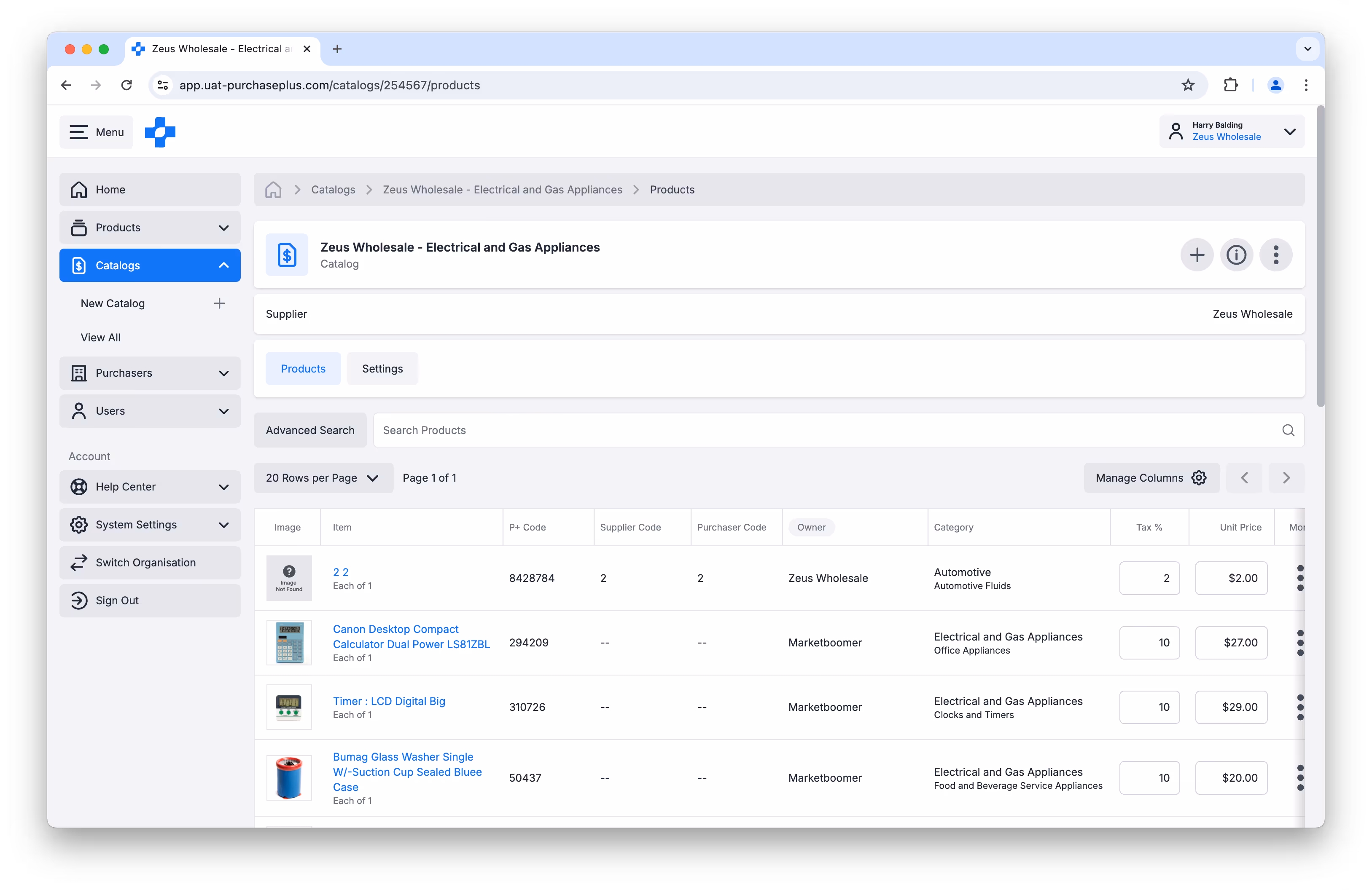 Viewing a Catalog as a Supplier