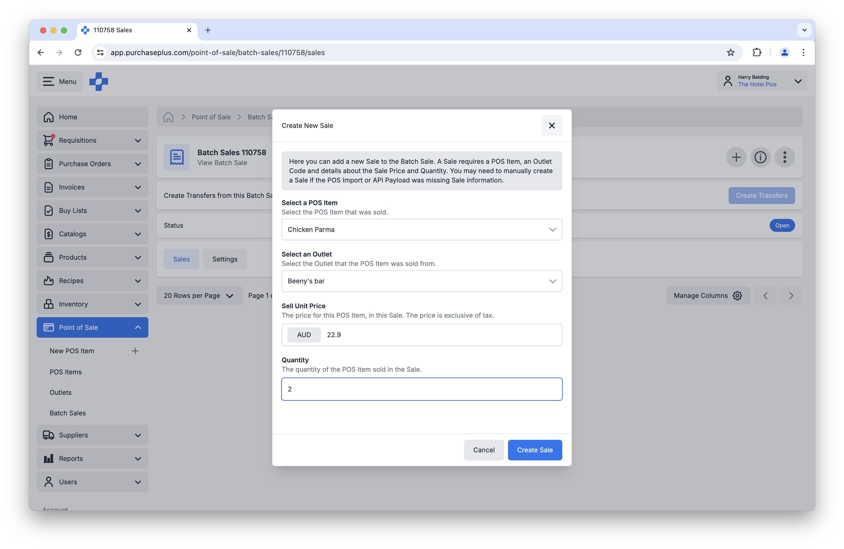 Create a new Sale Line in a Batch Sale
