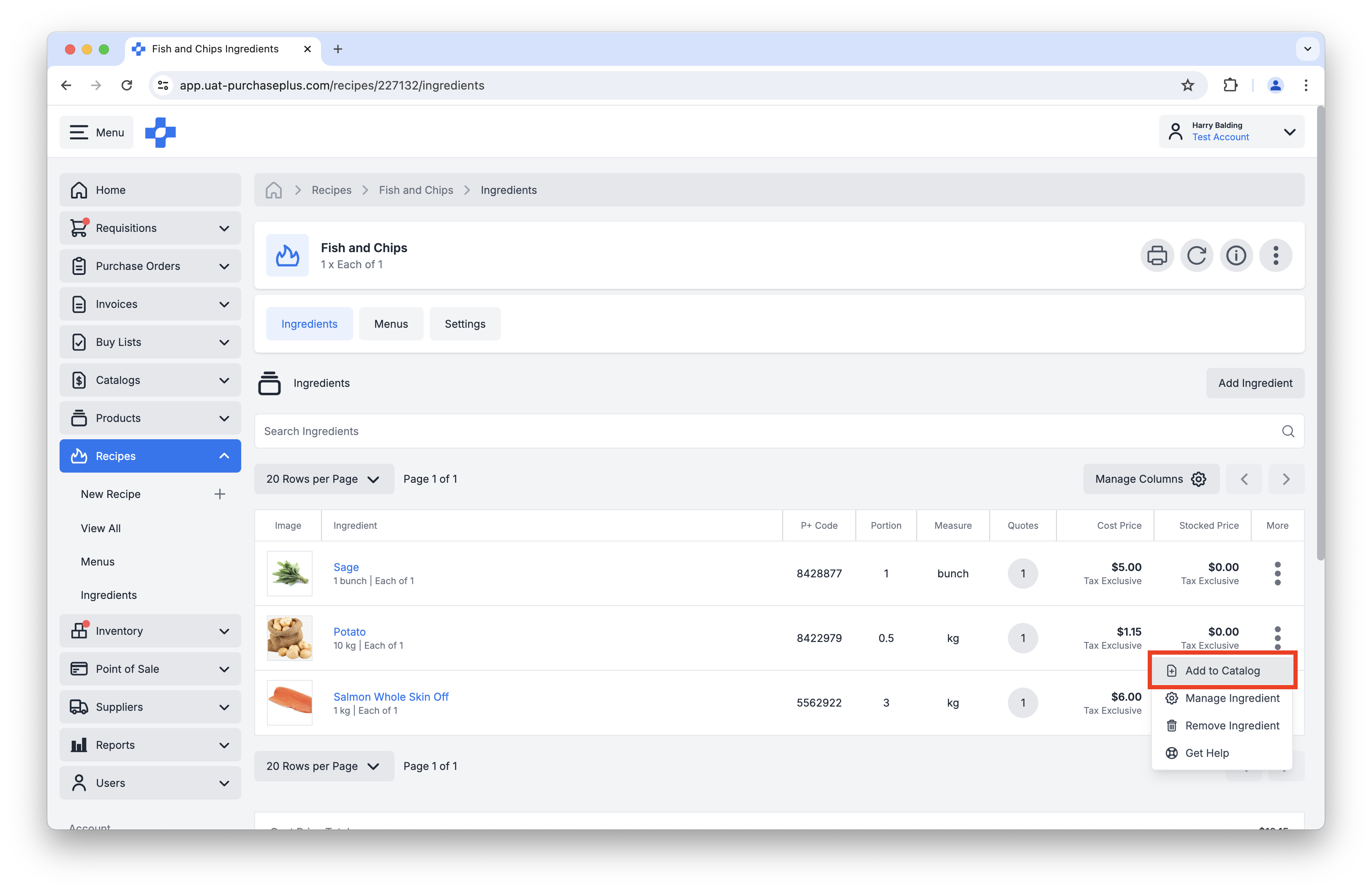 Add Ingredient to Catalog