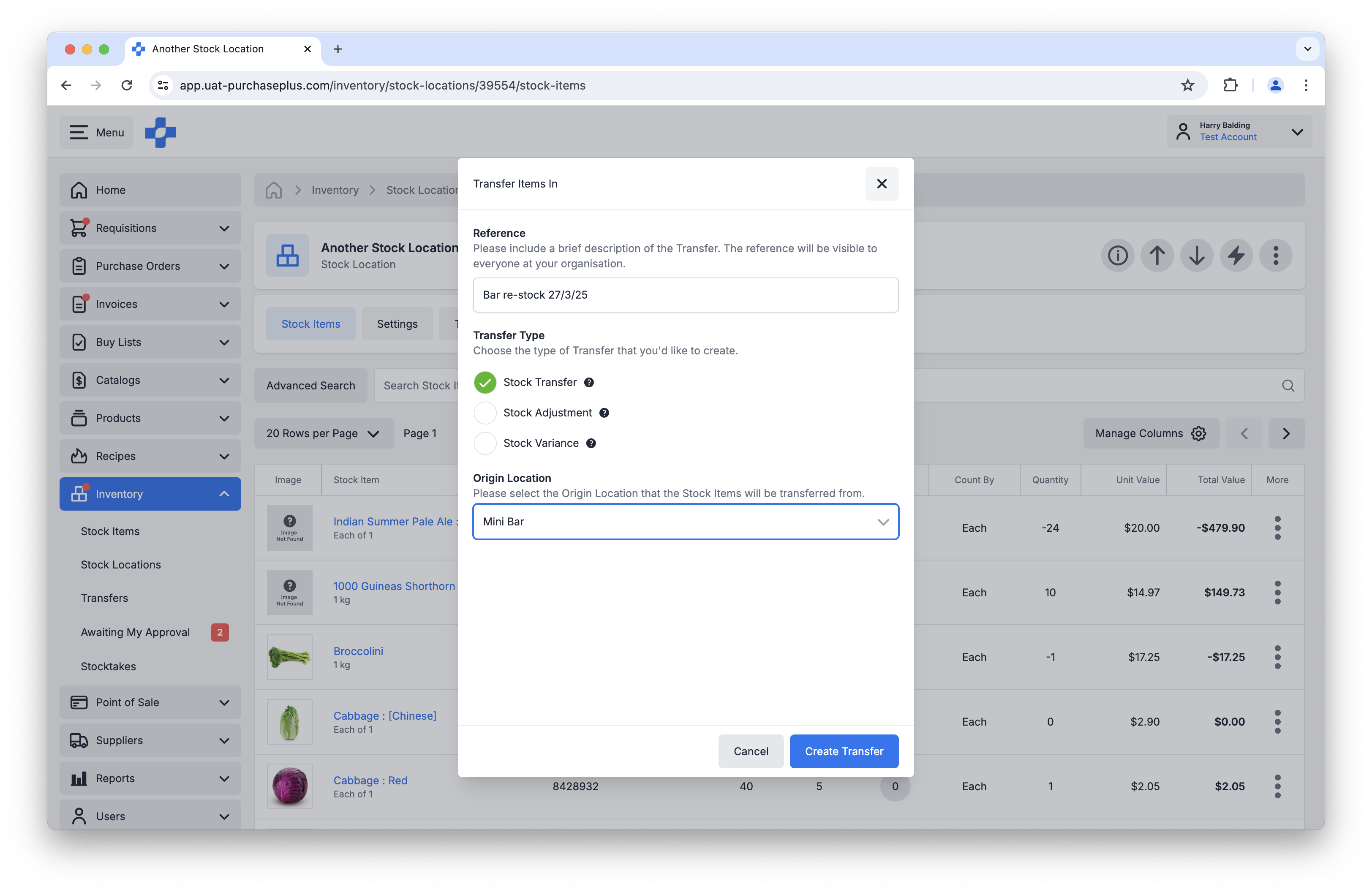 Create Transfer from Stock Location part 2