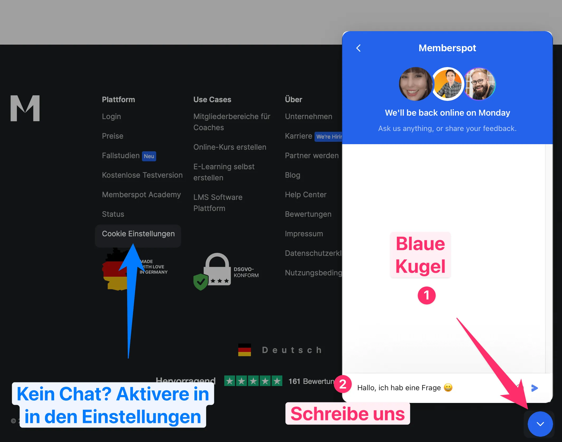 Customer Support Chat Wdget finden