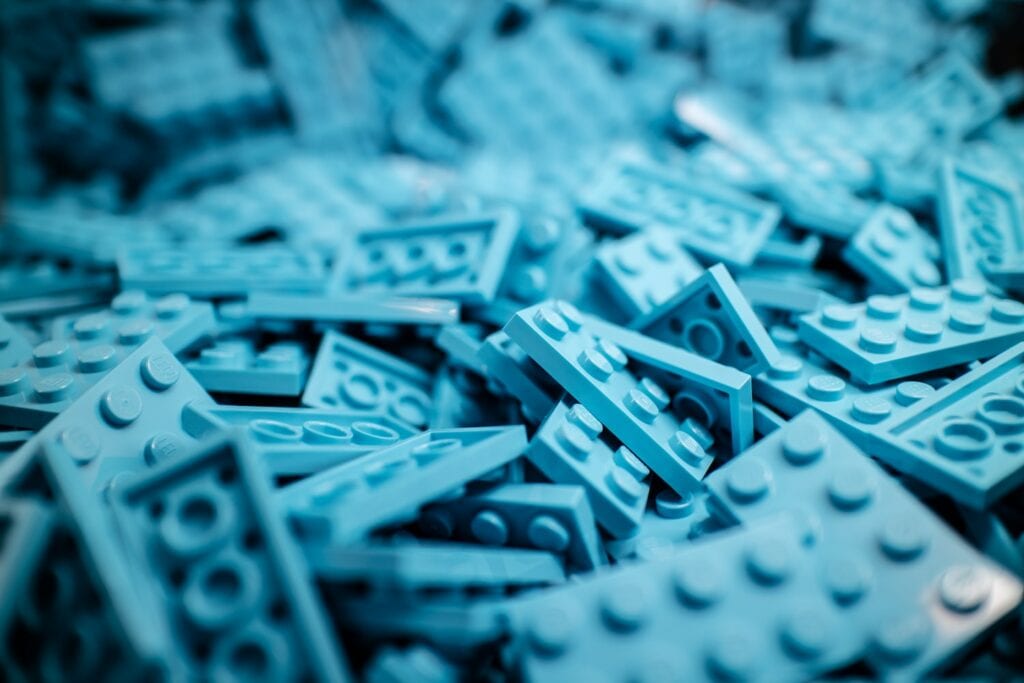 blue lego pieces