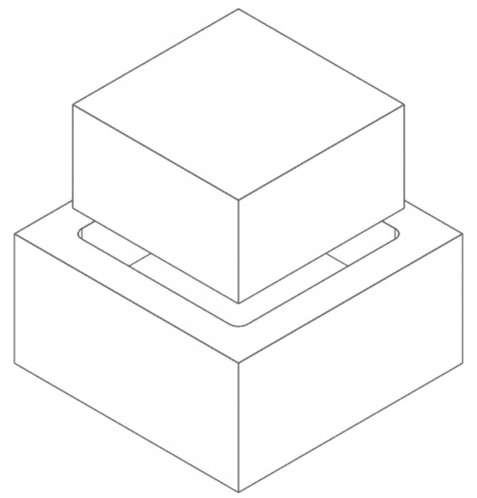 cnc part rounded corners with square mating part