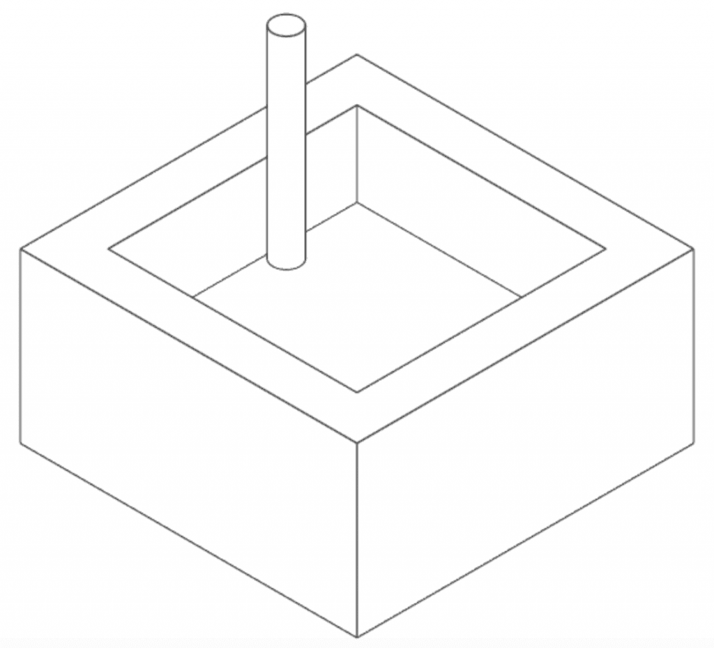 cnc part with square corners and cutting tool