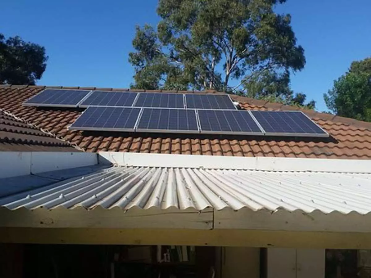 Solar panels mounted on the roof