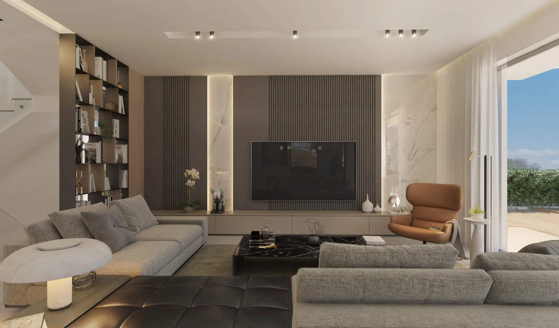 Caetano Soul Villa, Alma de Faro: Sala com vista para a piscina (render)