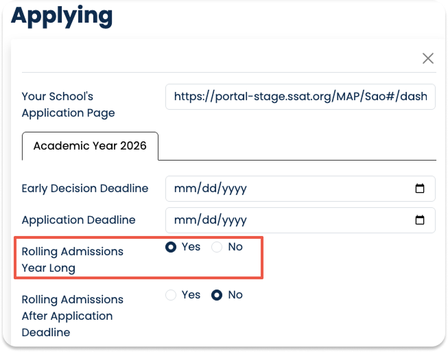 Rolling Admissions Year-Long setting
