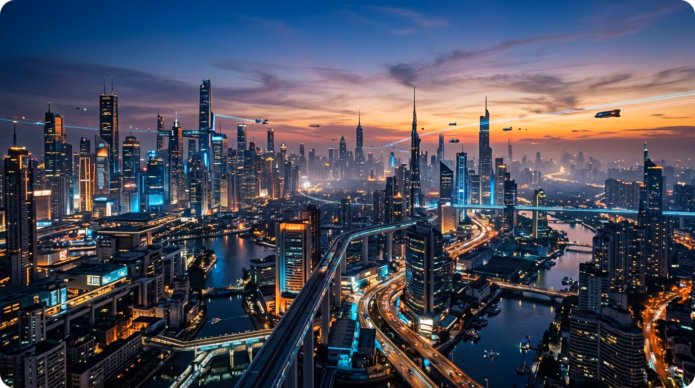 AI generated futuristic city skyline skybox panorama