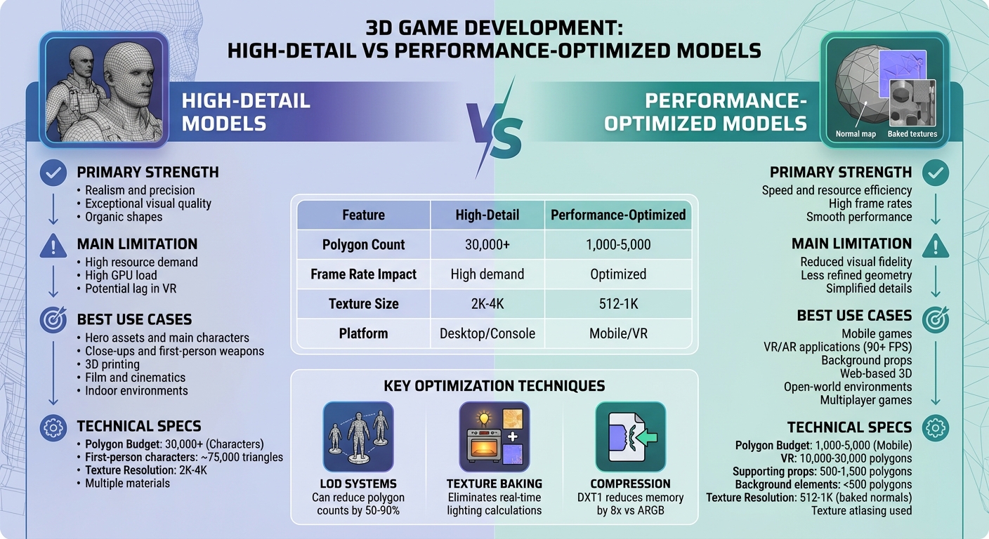 High-Detail vs Performance-Optimized 3D Models Comparison