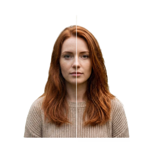 Smiling man wearing a green jacket and striped shirt taking a selfie with his smartphone, with a 3D animated character version of him on the right.