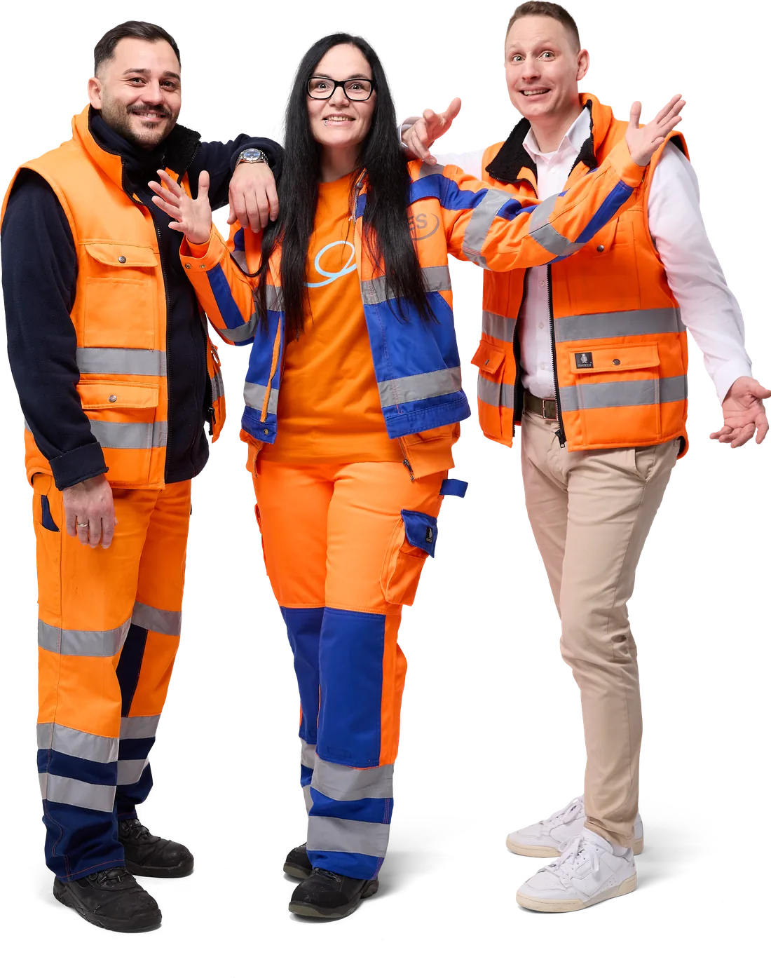 Mitarbeitende von FES in Arbeitskleidung