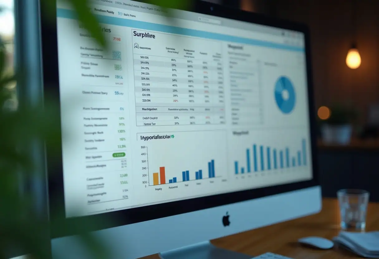 A digital scorecard displaying supplier performance metrics on a computer screen.