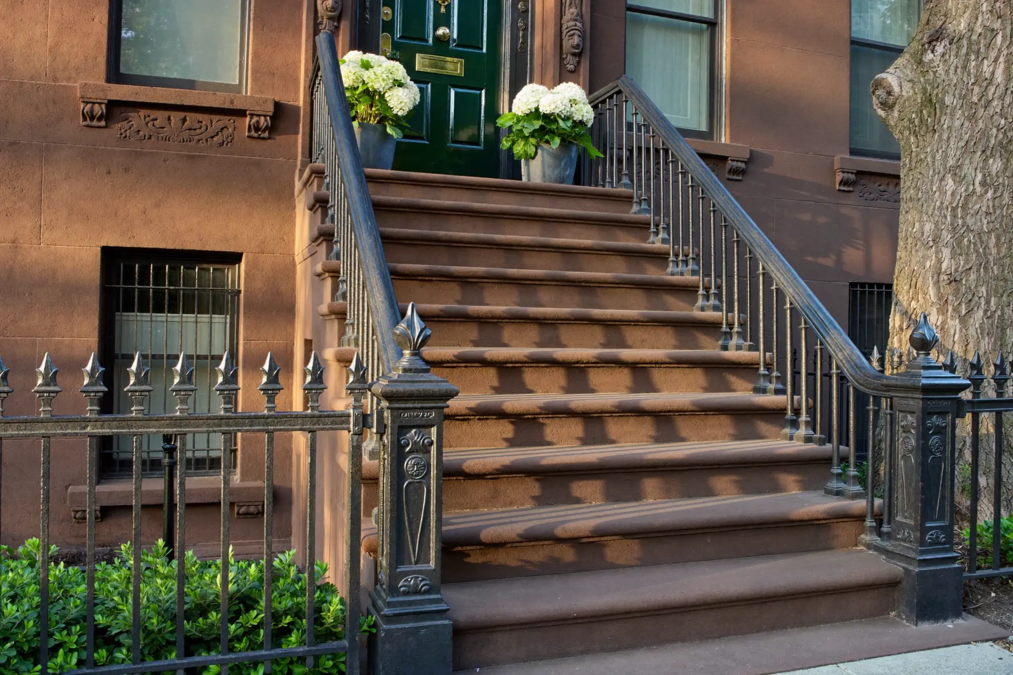 manhattan brownstone stoop original cast iron railings historic preservation