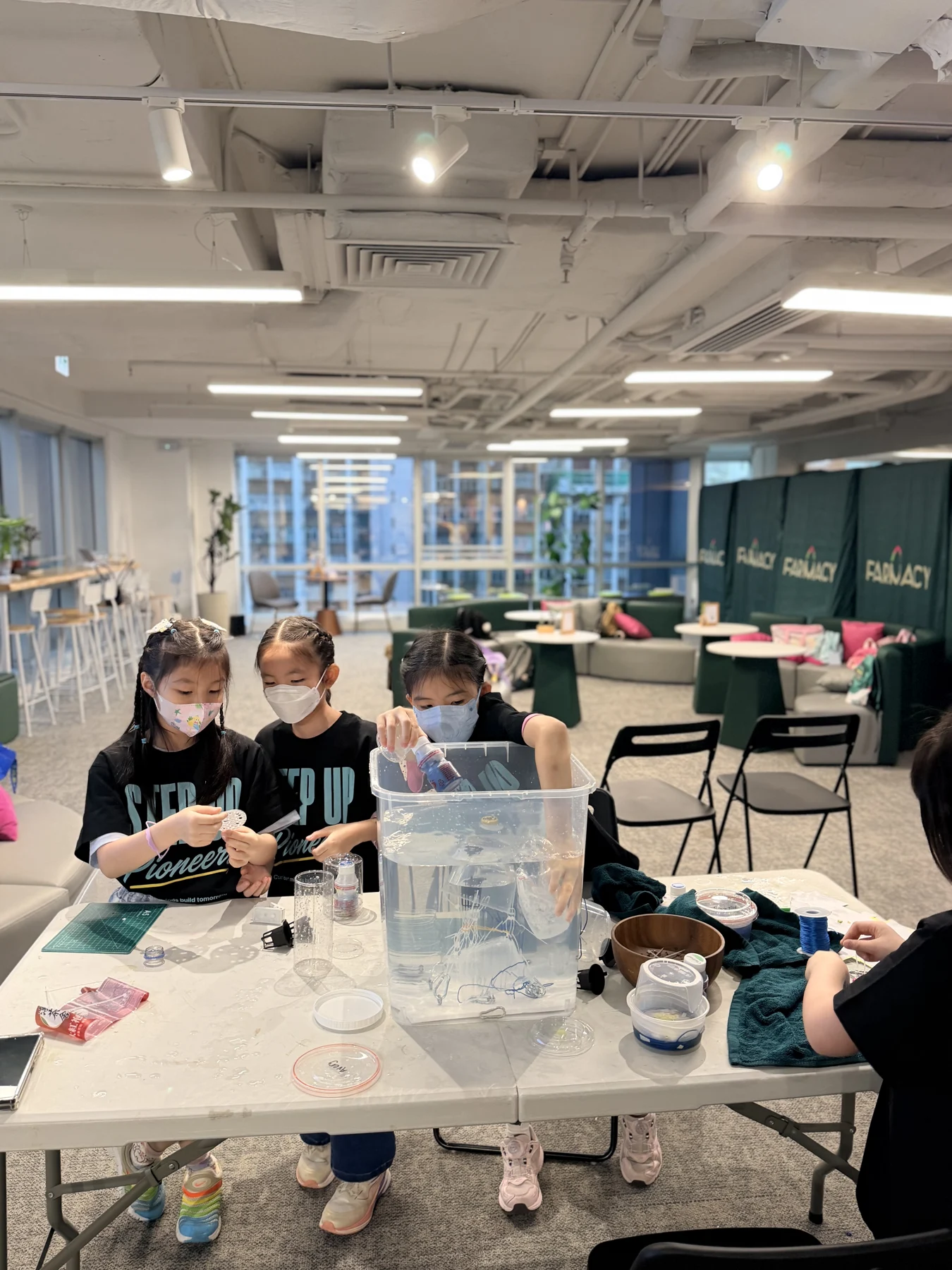 SUP students working on hands-on activities at Farmacy Green Hub