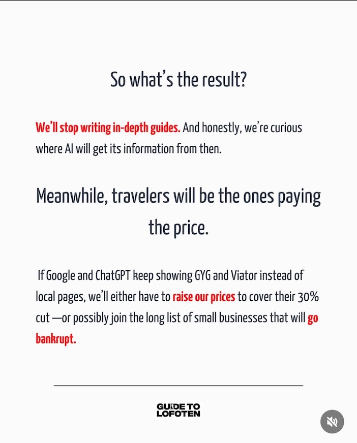 Text about business struggles due to AI and increased competition.