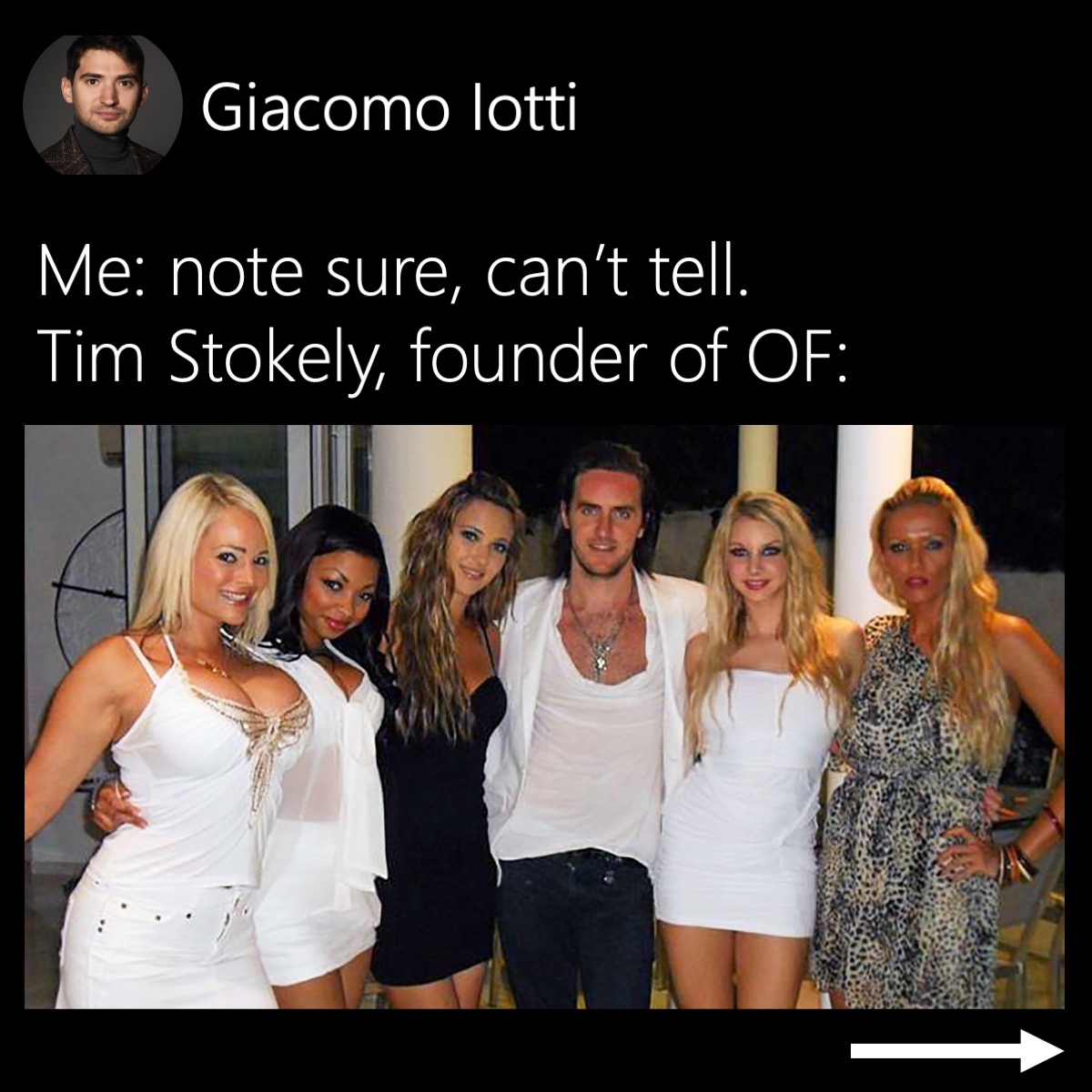 Timothy Stokely, founder of OnlyFans, poses with 5 young girls