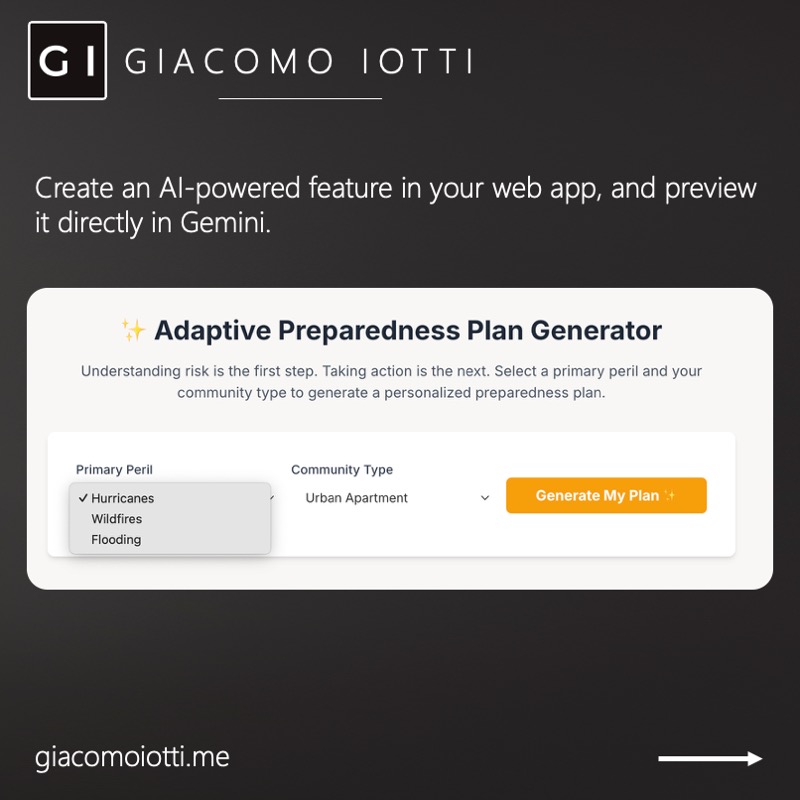 Gemini preview of an Adaptive Preparedness Plan Generator built from research.
