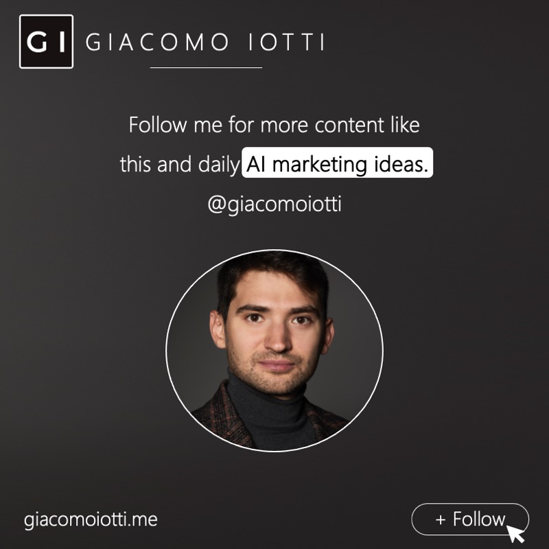 Portrait of Giacomo Iotti with a prompt to follow him for daily AI and marketing insights.