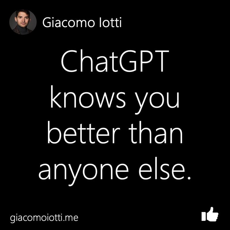 Black title card reading “ChatGPT knows you better than anyone else.”