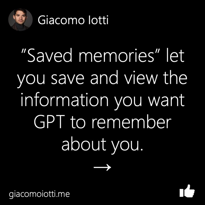 Title card explaining that Saved Memories lets users choose information for ChatGPT to remember.