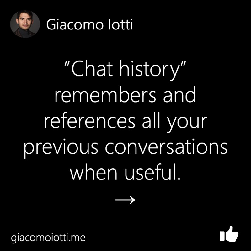 Title card explaining that Chat History can reference previous conversations when useful.
