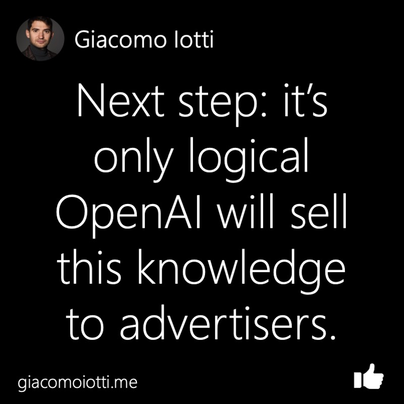Title card suggesting OpenAI could sell its knowledge of users to advertisers.