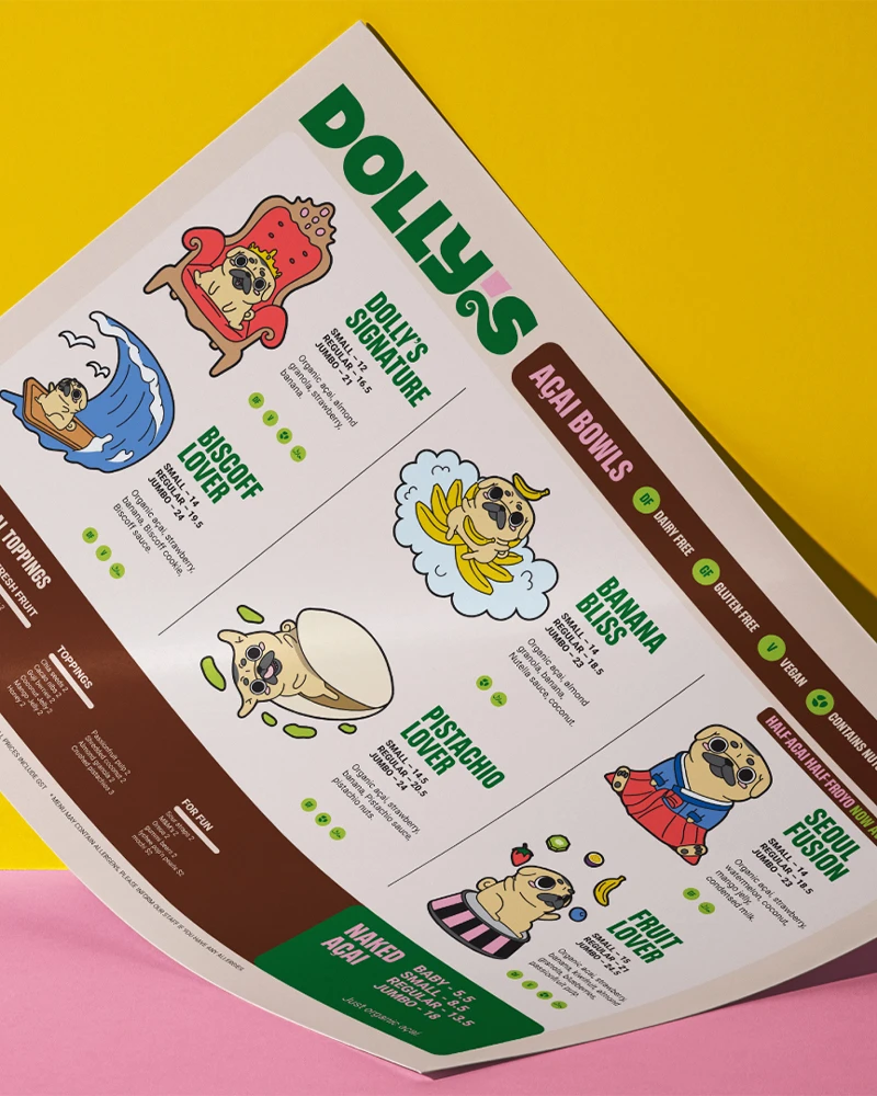 Dolly's graphics and menu design
