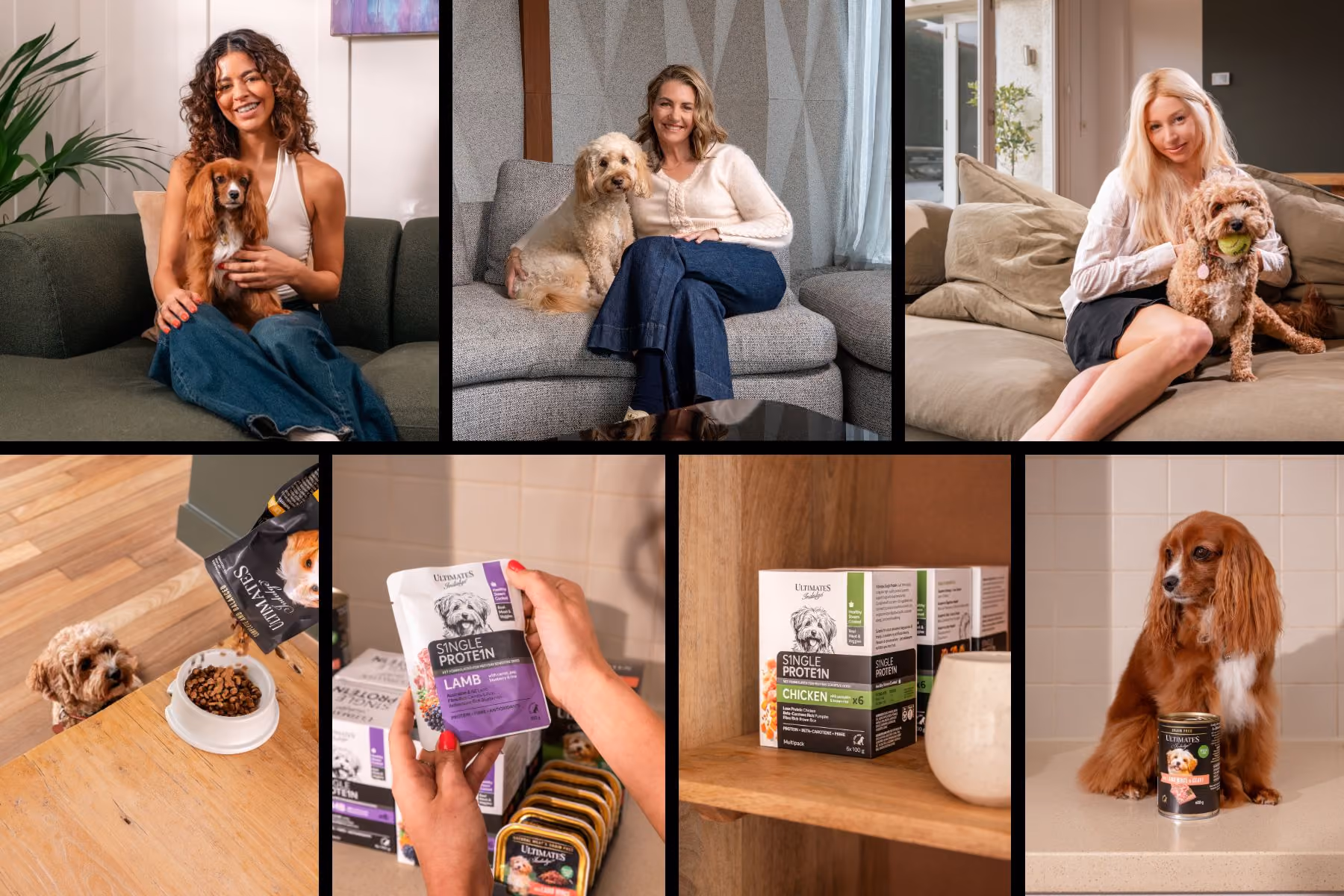 Ultimates pet food campaign collage, desktop layout