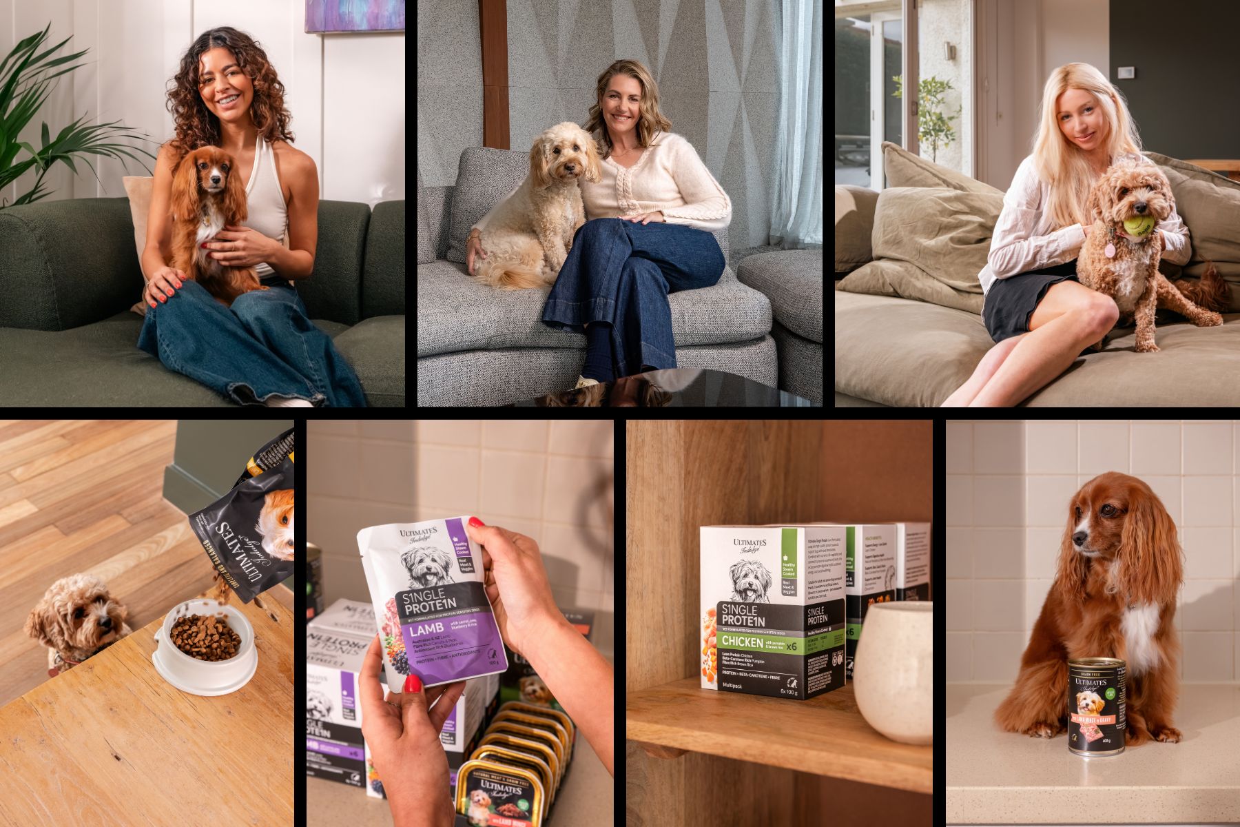 Ultimates pet food campaign collage, desktop layout