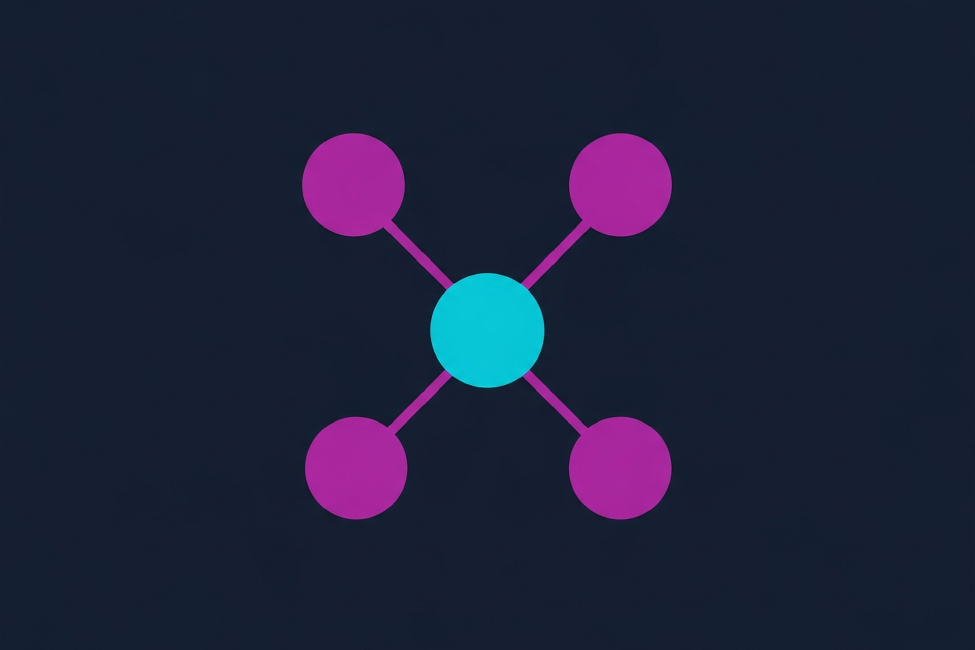 Flat design illustration of an upward growth trajectory with connected audience nodes and distribution channel icons on a dark navy background with purple and cyan gradient accents
