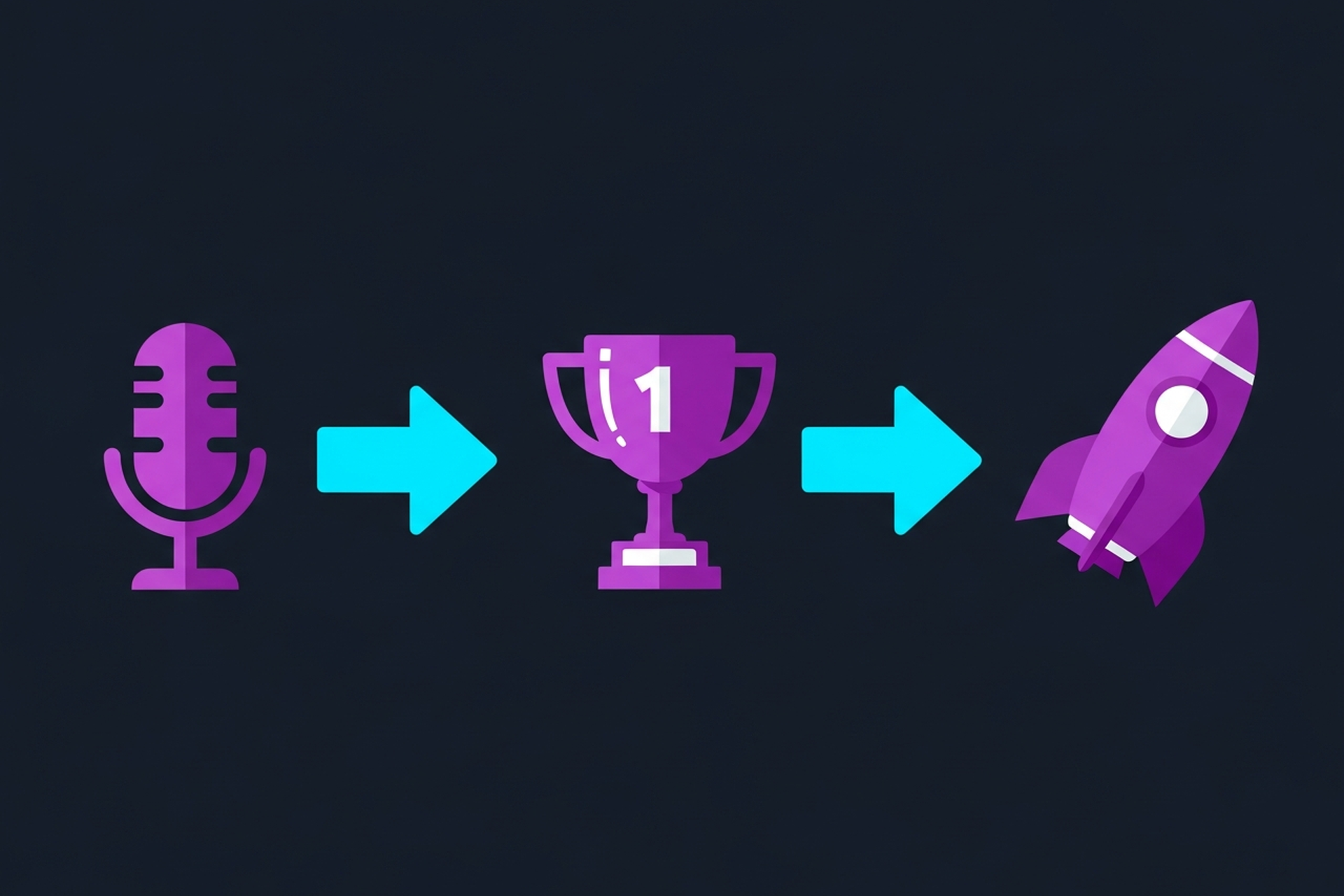 Audio waveform and software interface elements on a dark navy gradient background