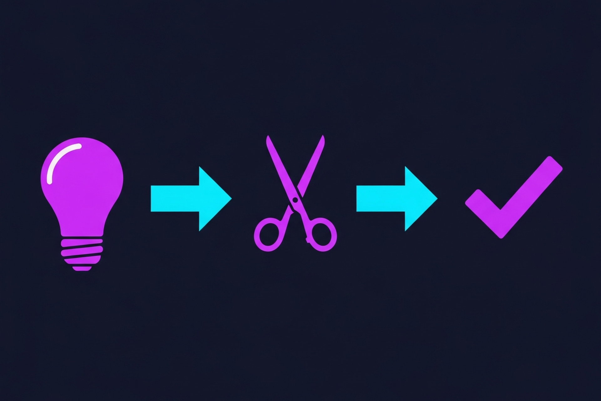 Editing timeline interface with audio waveforms on a dark navy background with coral-to-purple gradient accents