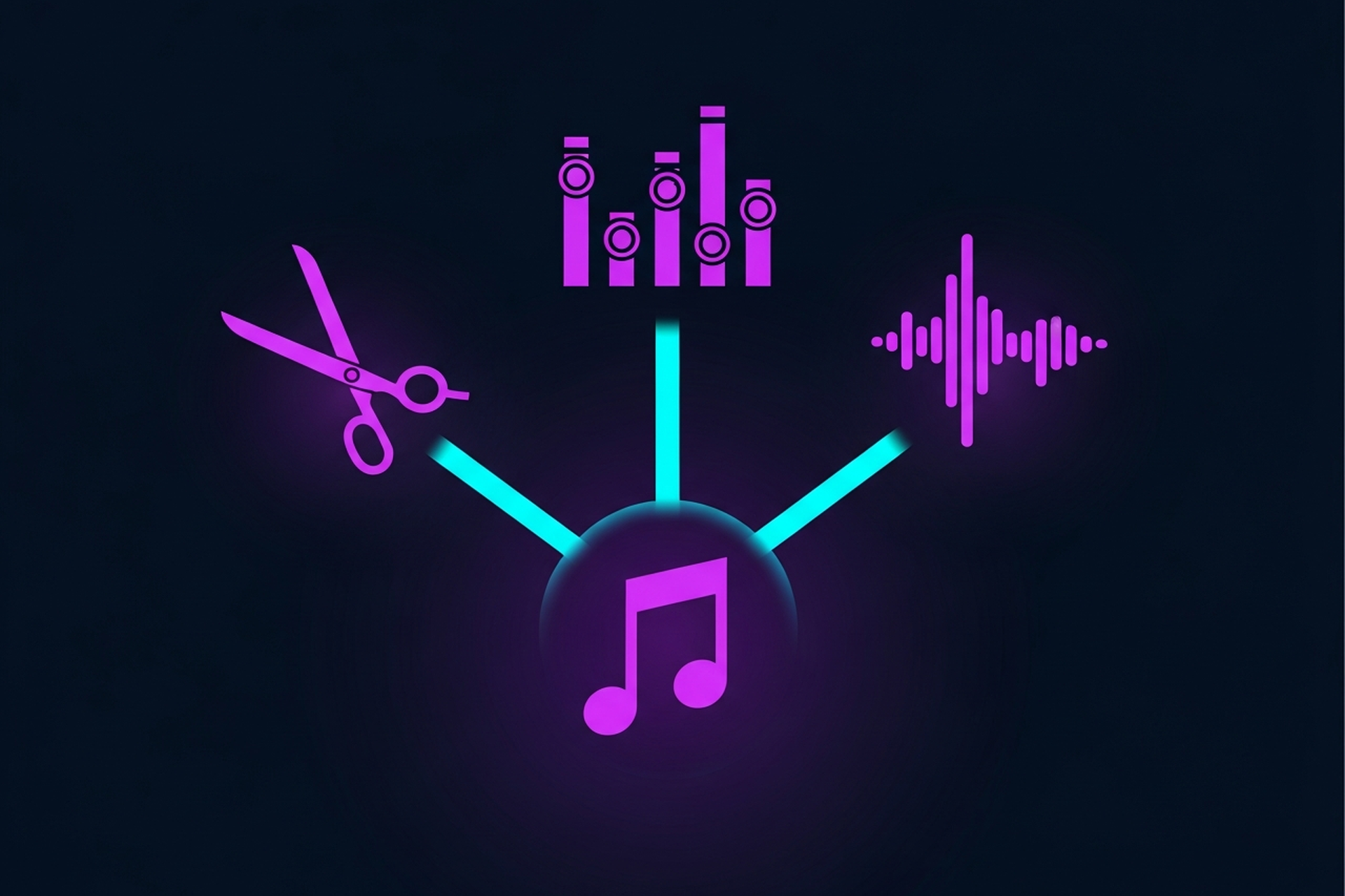 Diagram showing how to edit songs and music tracks for B2B podcast production