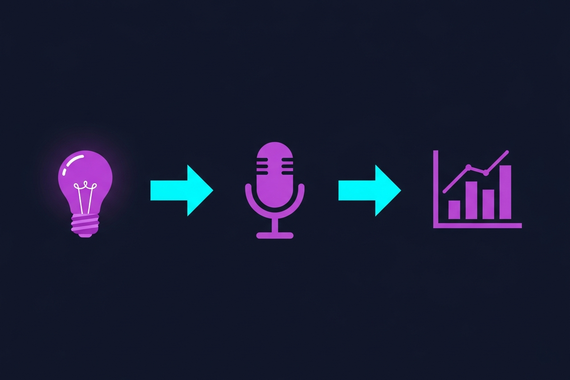 Radio tower with dollar sign connecting via arrow to microphone with headphones on dark navy background